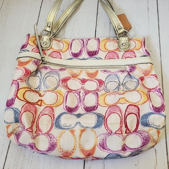 Coach Signature Multicolor Print Tote - Picture 2 of 12